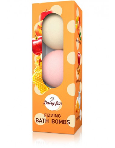 Fizzing bath bombs – peach & mango, caramel apple, milk & honey, 3x100 g