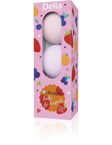 Musujące kule do kąpieli Dairy Fun - TRUSKAWKA, JAGODA, BRZOSKWINIA, 3 x 100 g